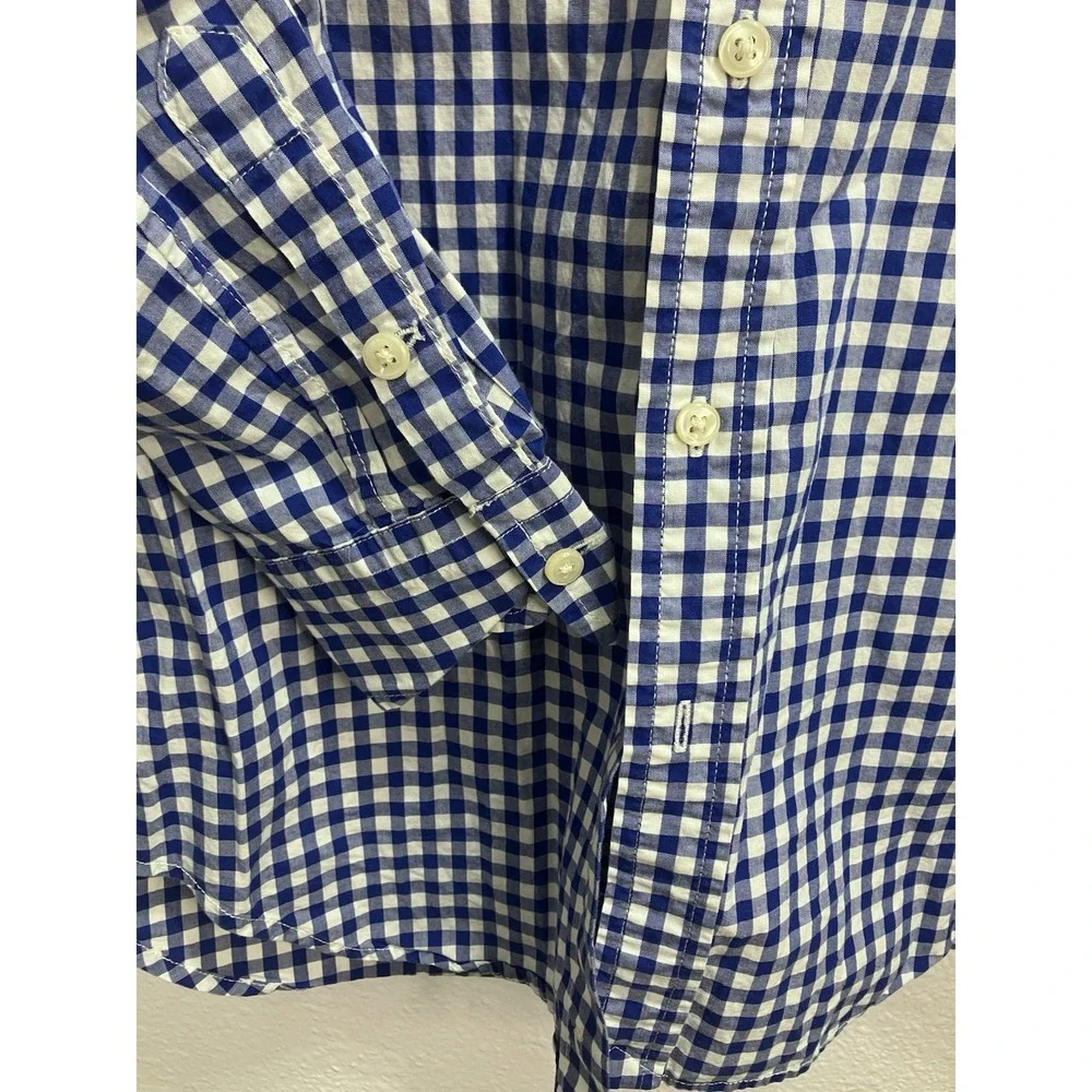 Ralph Lauren Blue White Gingham Dress Shirt Boys‎ 14-16 Button Down Pink Pony